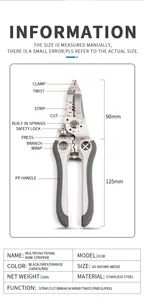 Durable Middle Cable Self-Adjusting Professional Wire Stripper Hand Tools For Wire Cutting