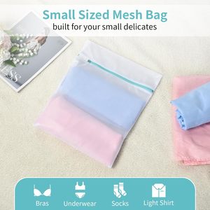 Sac à linge pliable carré en maille polyester avec fermeture éclair de protection pour vêtements fragiles. Logo personnalisable pour la maison/l'école/les voyages - Product Image 4