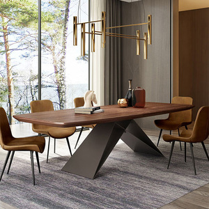 ชุดโต๊ะอาหารสไตล์นอร์ดิกสมัยใหม่ พร้อมท็อปปรับแต่งได้และขาเหล็กสแตนเลส สำหรับ 8 ที่นั่ง - Product Image 3