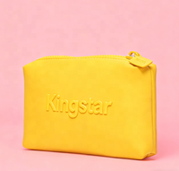 Design personnalisé Nouveau sac à cosmétiques en néoprène matelassé Pochette à maquillage à la mode avec fermeture éclair Trousse de toilette lavable Orange d'été