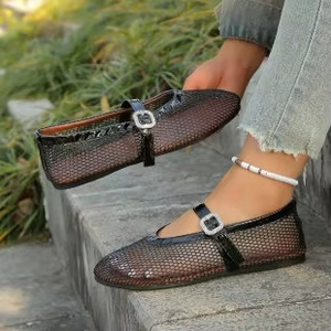 Chaussures plates Mary Jane pour femmes, à bout fermé, en maille ajourée, souples, style poupée, avec bride à boucle, décontractées, Été 2026, Vente en gros <span class=keywords><strong>RST</strong></span> - Product Image 4