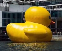 Jouet gonflable de canard de logo d'impression de peau jaune, ballon vert gonflable de mascotte de canard d'exposition