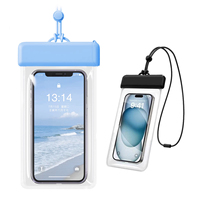 Sac de téléphone en TPU bleu-noir IP68 pour téléphones jusqu'à 7,2 pouces avec fenêtre transparente, fermeture supérieure et longue sangle – Fournisseur