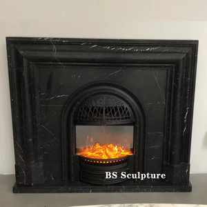 Cornice per Caminetto in Marmo Negro Marquina Personalizzata e Moderna per Soggiorno di Villa - Product Image 6