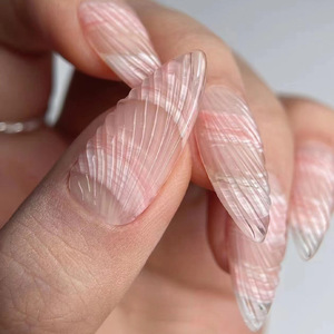 Uñas Postizas Francesas Almendradas con Borde <span class=keywords><strong>Dorado</strong></span>, Patrones Especiales para Mayoristas, Suministros para Uñas, Productos de Belleza Profesionales, Reutilizables - Product Image 5
