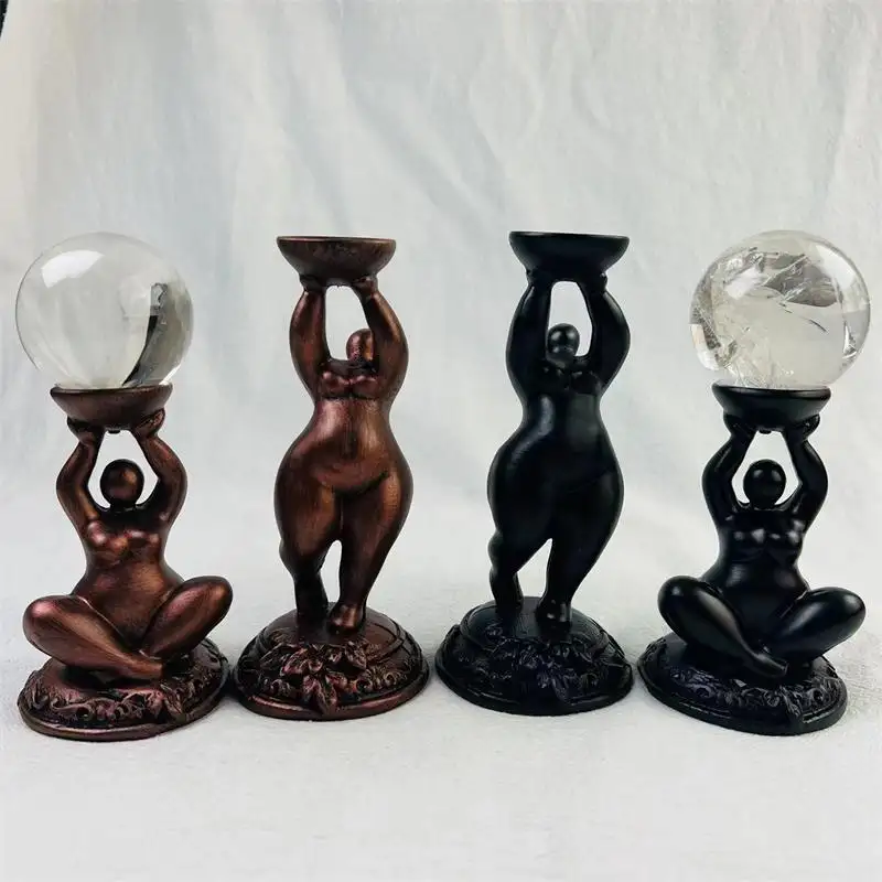 Wholesale Resin Shape Display Stand Goddess Of Mercy For Crystal Ball Holder Home Decoration Desk