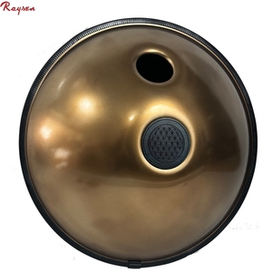 Handpan professionnel Raysen 10 notes, tambour en acier doré pour la guérison sonore, 43cm/53cm pour adultes, en acier inoxydable, Pantam D Amara - Product Image 3