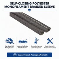 Gaine tressée en monofilament de polyester auto-fermante DIN5510 VW-1 ignifuge pour la dissipation thermique et la protection des faisceaux de câbles pour rail