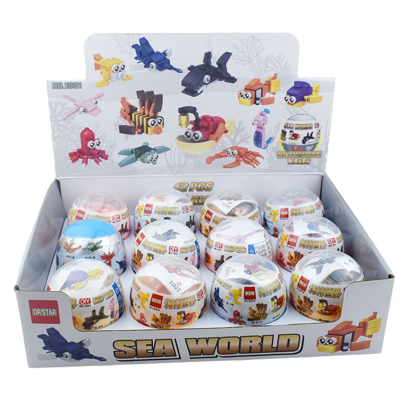 Sea World Animal Building Blocks Puzzle Surprise Egg Capsule Egg Box Toy for Vending Machine