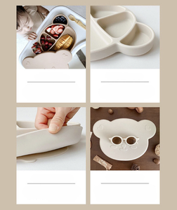 Piastra di aspirazione dell'orsetto, piastre antiscivolo per bambini con coperchio per Non più disordine nel tempo dei pasti - Product Image 5