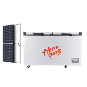 Congélateur coffre solaire <span class=keywords><strong>Transtec</strong></span>/Eco Green/OEM 508L, alimentation 24V, acier inoxydable, usage domestique et hôtelier, double porte à ouverture supérieure, faible consommation d'énergie - Product Image 1