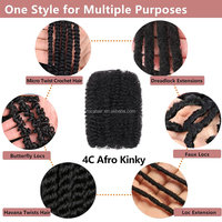 Article à la mode 100% Remy brésilien humain 4CW crépus Afro cheveux bouclés paquet en vrac Dreadlocks Extensions en vrac pour tresses cheveux torsion