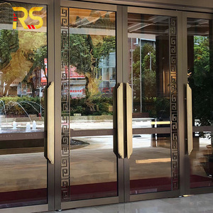 Puerta de entrada de acero inoxidable de lujo moderna con método de apertura de empuje y tracción de vidrio para apartamento de hotel - Product Image 1