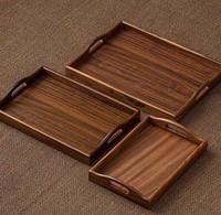 Plateau de service rectangulaire en bois massif, plateau en noyer, porte-tasses à thé, plateau de rangement pour la table, décoration de table pour la salle à thé