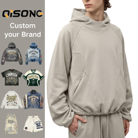 Felpa con Cappuccio da Uomo a Collo Alto 330gsm, Vestibilità Ampia, Foderata in Pile, Streetwear, Logo Personalizzato, Etichetta Privata, Vendita all'Ingrosso