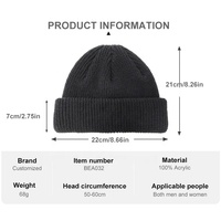 Oem Designer Noir Smart Matelassé Dames Femme Chapeaux D'hiver Avec Acrylique Nouvelle Mode Coréenne Hommes Slouchy Knit Cuffed Beanie