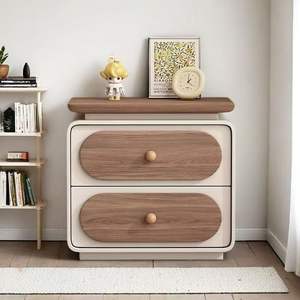 Table de chevet minimaliste moderne en bois massif avec tiroir de rangement, pour chambre d'enfant, design de luxe léger - Product Image 4