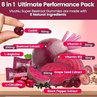 Pasokan Pabrik Permen Kunyah Bit Merah Premium Super Vitamin B12 Suplemen Nitric Oxide Bubuk Bit Alami Vegan Dewasa Remaja