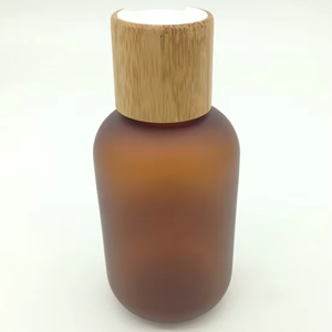 <span class=keywords><strong>120ml</strong></span> 4oz hổ phách Frosted vuông Pet nhựa rỗng chai lotion với nắp tre bơm con dấu hộp đóng gói - Product Image 1