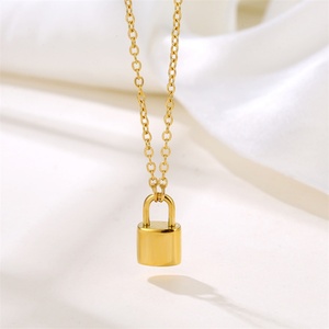 Wholesale Custom Stainless Steel Personalized Jewelry Necklace Charm Blank <b>Padlock</b> Pendant Necklaces for Anniversary Gift - Product Image 5