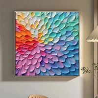 Peinture acrylique texturée sur toile, fleurs colorées abstraites, pétales bohèmes, art mural luxueux, design artisanal, cadre fait main, décoration intérieure