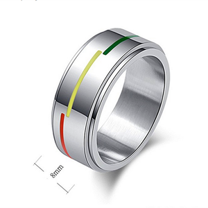 Unisex Stainless Steel 8mm <strong>Silver</strong> Tone Rainbow Flag <strong>Spinner</strong> <strong>Ring</strong> Gays and Lesbians LGBT Pride <strong>Ring</strong> - Product Image 1