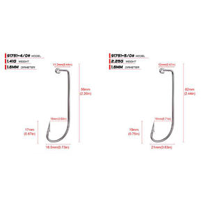 WEIHE 6 taille 100 pcs/lot Aberdeen Gabarit <span class=keywords><strong>De</strong></span> Pêche Crochets Acier à Haut Carbone Hameçon Barbelé 90 Degrés pour Crankhook Ver Leurre Crochet - Product Image 5