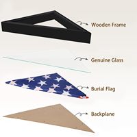Vitrine triangulaire en bois noir pour drapeau plié standard, à fixer au mur ou sur table, cadre de collection pour drapeau commémoratif de vétéran