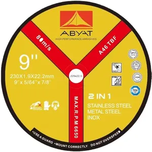 ABYAT 9 ''230mm INOX paslanmaz çelik için aşındırıcı aletler Metal kesme tekerleği