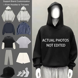 Fabricant de vêtements en dropshipping – Sweat à capuche épais en molleton de coton 380g pour l'hiver, avec épaules tombantes et logo imprimé en relief, personnalisé pour hommes grandes tailles - Product Image 2