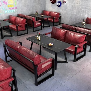 Set Tavolo e Sedie in Stile Industriale per Caffetteria, Ristorante, Area Reception, Bar Cocktail, Divanetti Commerciali - Product Image 2