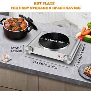 Plaque chauffante électrique en fonte de 1500 W, plaque chauffante portable à brûleur unique pour la cuisson - Product Image 5