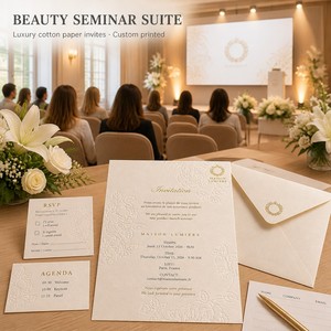Kunstpapier Luxus-Einladungskarte mit Umschlag, RSVP und Agenda, Maßgefertigt Französisch-Englisch Zweisprachig, Geringe Mindestbestellmenge, <span class=keywords><strong>Seminar</strong></span>-Set - Product Image 2