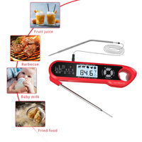 Termometer makanan memasak BBQ, pengukur suhu daging Digital permen coklat dapur Alarm dengan bukaan botol