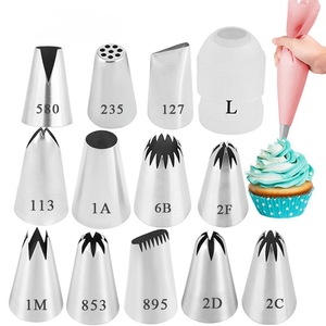 Stainless Steel Piping Tips Set 1M 2F 2D 853 6B 127 Reusable Cake Decorating Tools for Butter Icing - Product Image 1