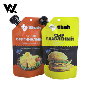 Emballage de sauce personnalisé, sachet à bec anti-fuite, effet mat, avec bec noir pour sauce ketchup, moutarde, raifort, sauce au vinaigre - Product Image 2