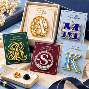 Custom Decorative Alphabet Hard Enamel Lapel <b>Pins</b> Initial Letter Logo Metal Badges OEM ODM Manufacturer - Product Image 3