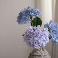 Grande feuille bleu vraie touche hortensia fleur artificielle haute qualité soie fleurs bouquet en gros mariage décoration maison déco