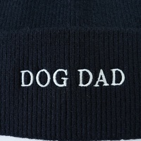 Bonnet noir personnalisé avec logo brodé « DOG DAD », bonnet tricoté chaud d'hiver pour amoureux des animaux, bonnet côtelé à revers, vente en gros