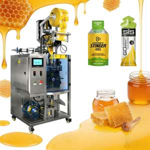 Machine à emballer automatique de sachet de miel Machine à emballer remplissante de forme irrégulière de jus de gelée de sachet pour la petite entreprise - Product Image 1