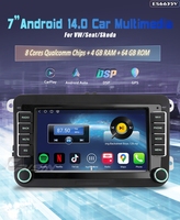 Reproductor de DVD Estéreo para Auto Erisin ES6635V con Android 14 para VW Passat, Seat, Skoda, CarPlay Inalámbrico, Radio Auto, DSP, Multimedia 4G