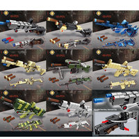 Juego de 8 Piezas de Juguetes Educativos, Arma de Fuego de Asalto M4A1, Pistola de Francotirador Automática, Modelo de Armas, Kit de Bloques de Construcción