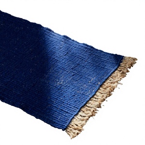 Tapis Kilim Géométrique Moderne Bleu Uni Fait Main, Tissage Plat, Dos en Jute Écologique, Idéal Couloir, Nettoyage Facile - Product Image 2