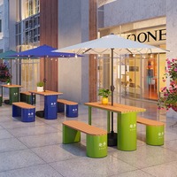 Lait rouge thé boutique café Table à manger extérieure cour municipale chaise carrée combinaison pour balcon banc filet Tables d'extérieur