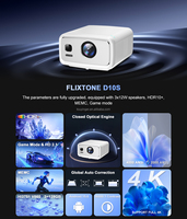 Proyector Inteligente Flixtone D10S 4000 ANSI Lúmenes 1080P 4K Android 15 con Soporte de Elevación, Pantalla de 50''-300'', Portátil para Aula y Hogar