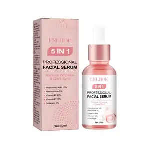 Beauty Skin Care Ampoule 5 in 1 Whitening Anti-aging Vitamin C Niacinamide Hyaluronic Acid Collagen Vitamin E Facial Serum