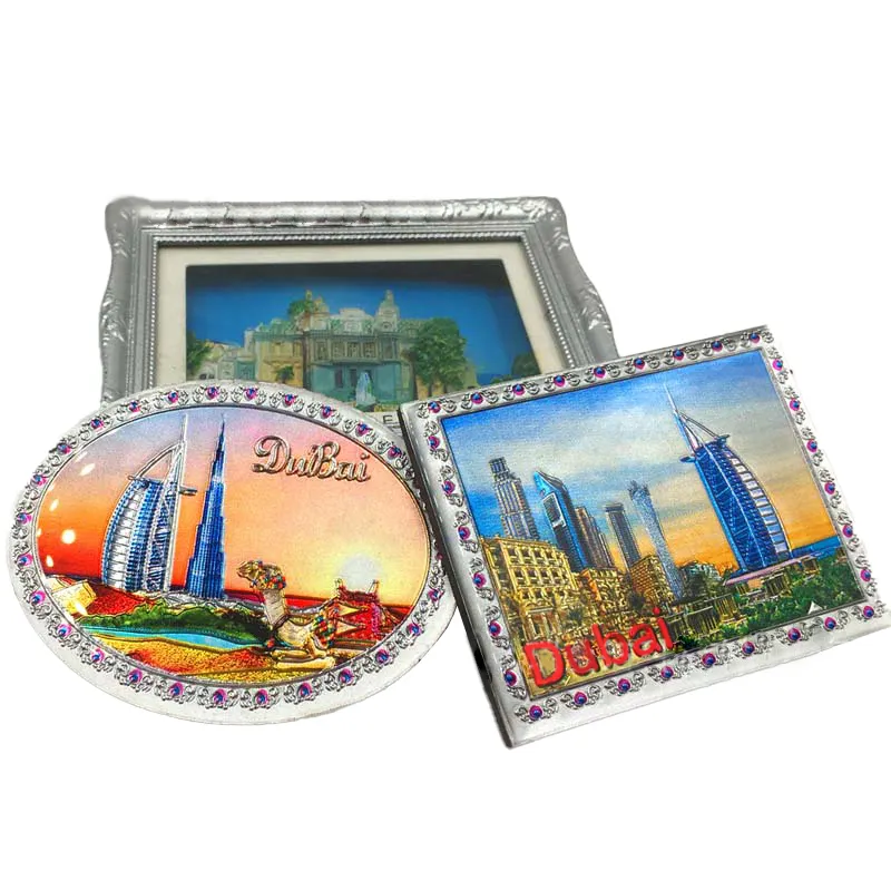 Wholesale Custom OEM 3d Epoxy Aluminum Foil Fridge Magnet Best Dubai souvenir