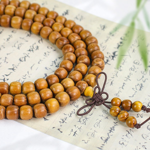 Sandalwood Buddhist Prayer Beads 108 Beads 7x8Mm Barrel Shape Unisex <b>Bracelet</b> For Religious Ceremonies Chinese Style - Product Image 2