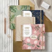 Carnet de notes personnalisé à couverture rigide avec reliure spirale, agenda hebdomadaire pour femmes