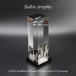 Lớn 3D <span class=keywords><strong>laser</strong></span> khắc pha lê khối thủy tinh Trophy phong cách thời trang chặn giấy cho quà tặng doanh nghiệp UV in đóng gói PU Hộp quà tặng - Product Image 4